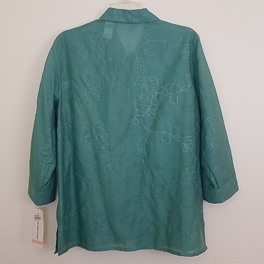 NWT Alfred Dunner Sage Green Embroidered Blouse Top 10 - Picture 7 of 8